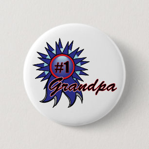 Number One Grandpa #1 Blue Award 2 Inch Round Button