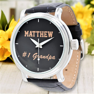 Number One Grandpa Father`s Day Custom Name Watch