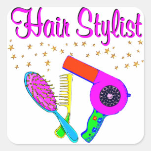 NUMBER ONE HAIR STYLIST AND BEAUTICIAN SQUARE STICKER