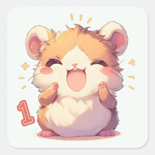Number One Happy Anime Mouse Square Sticker