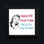 Number One Head Table - Vintage Gal Gift Box<br><div class="desc">Don't you love ringing the Bunco bell?  Number One Head Table - We Get To Ring The Bell?  Perfect gift box for collecting all the Bunco cash!  Store your favourite Bunco dice in this box.   Funny Bunco gift or prize.</div>