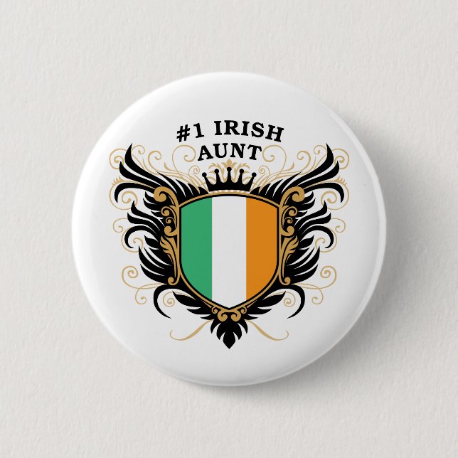 Number One Irish Aunt 2 Inch Round Button (Front)