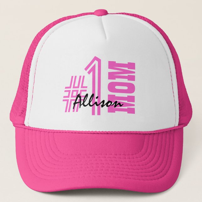 Number One Mom Best Mom Ever Custom Name V6 Trucker Hat (Front)