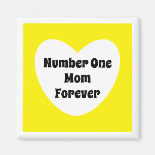 Number One Mom Cute Yellow White Heart Magnet
