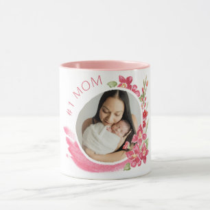 Number One Mom Floral Photo Frame Mothers' Day  Mug