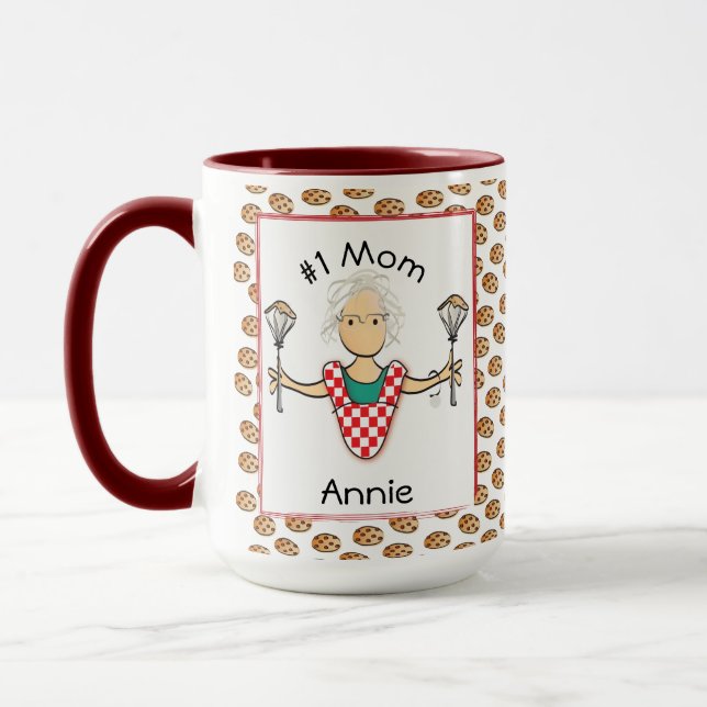 Number One Mom Grandma Mothers Day Cartoon    Mug (Left)