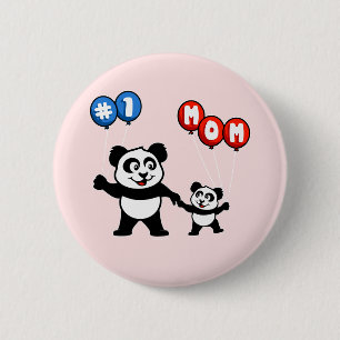Number One Mom Panda Family 2 Inch Round Button