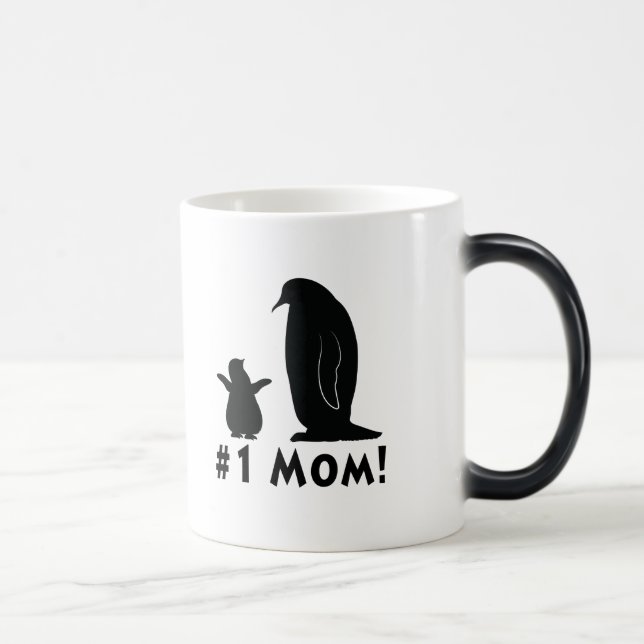 Number One Mom: Penguin and Chick Magic Mug (Right)