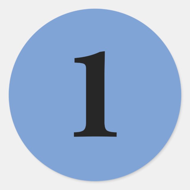 Number One planning supplies simple 1 blue black Classic Round Sticker (Front)
