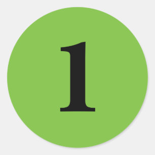 Number One planning supplies simple 1 green black Classic Round Sticker