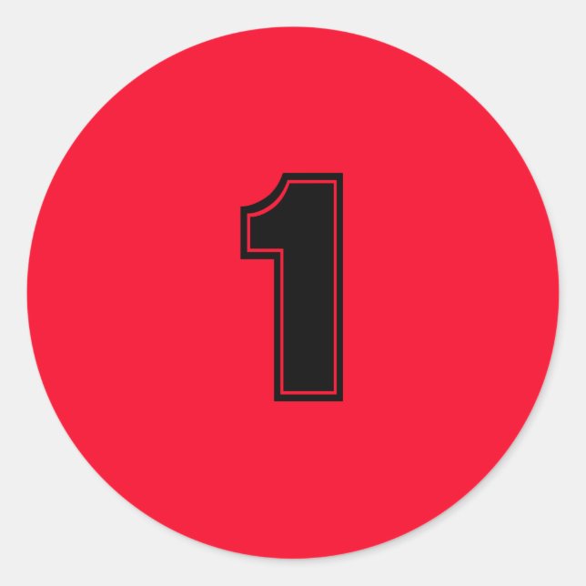 Number One planning supplies simple 1 red black Classic Round Sticker (Front)