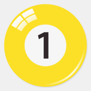 Number one pool ball stickers/labels classic round sticker