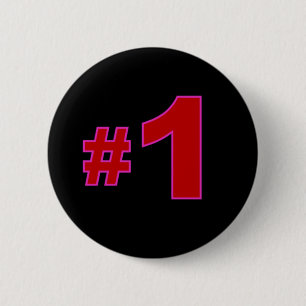 Number One Red 2 Inch Round Button