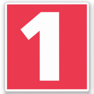 Number One Red and White Sticker