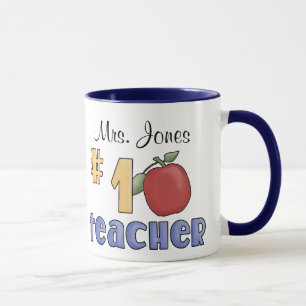 Number One Teacher, #1 Teacher Print Art Design Mug