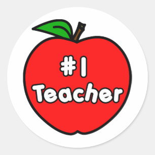 Number One Teacher Apple Classic Round Sticker