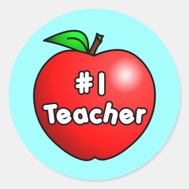 Number One Teacher Apple Classic Round Sticker (Front)