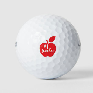 Number One Teacher Apple Golf Balls