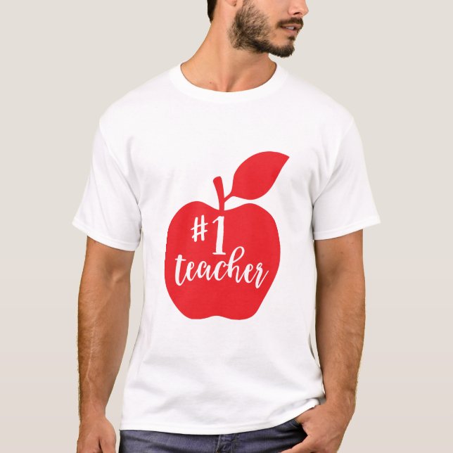Number One Teacher Apple T-Shirt (Front)