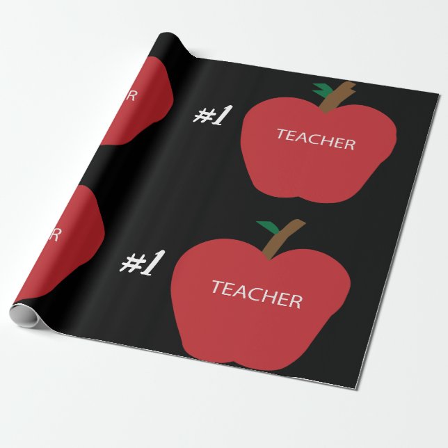 Number One Teacher Wrapping Paper (Unrolled)