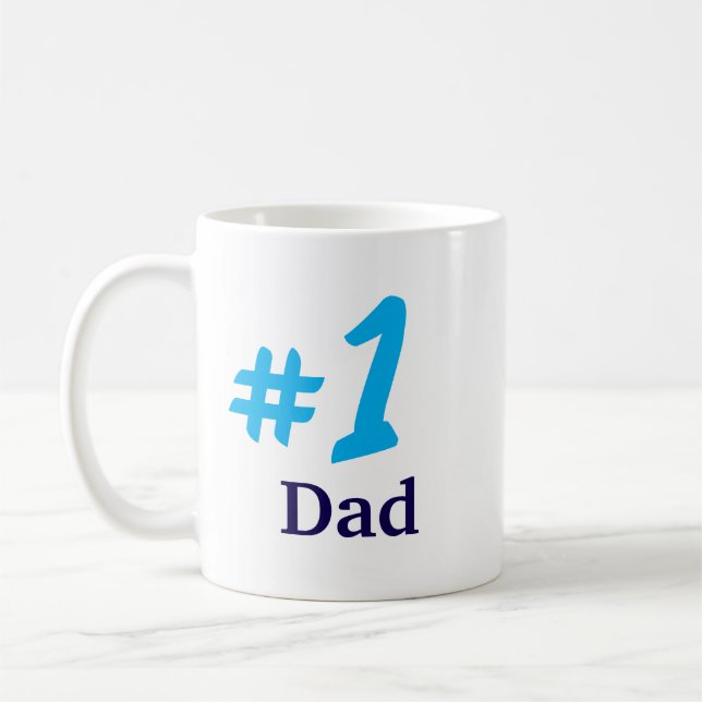 Number one text light blue Father’s Day  Coffee Mug (Left)