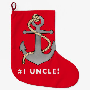 Number One Uncle Anchor with a Rope Large Christmas Stocking