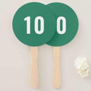 Number Paddle   Modern Green Event Game Score Hand Fan