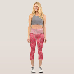 Number pattern 01 b Red BG Capri Leggings