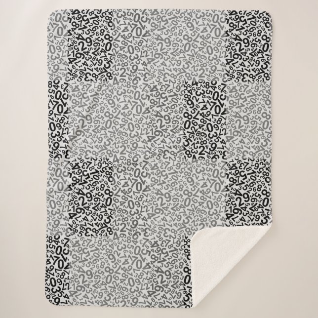 Number Pattern 01w. Offwhite BG Sherpa Blanket (Front)