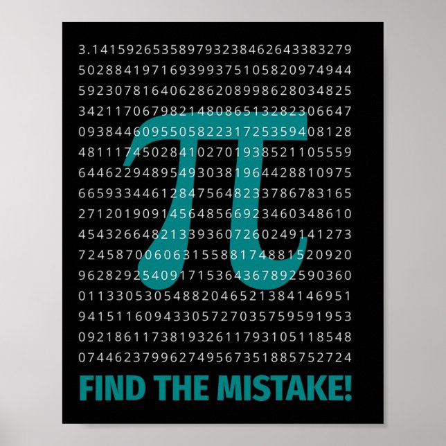 Number Pi Math Saying With Number Pi Find The Mist Poster (Front)
