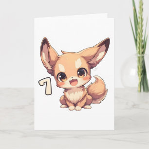 Number Seven Anime Animal Cute Holiday Card