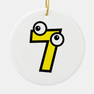 Number Seven Ceramic Ornament