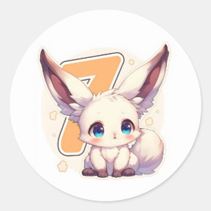 Number Seven Cute Anime Animal Classic Round Sticker
