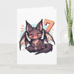 Number Seven Cute Fantasy Animal Holiday Card