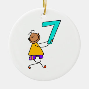 Number Seven Kid Ceramic Ornament