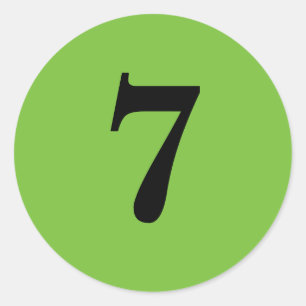 Number Seven planning simple 7 green black Classic Round Sticker