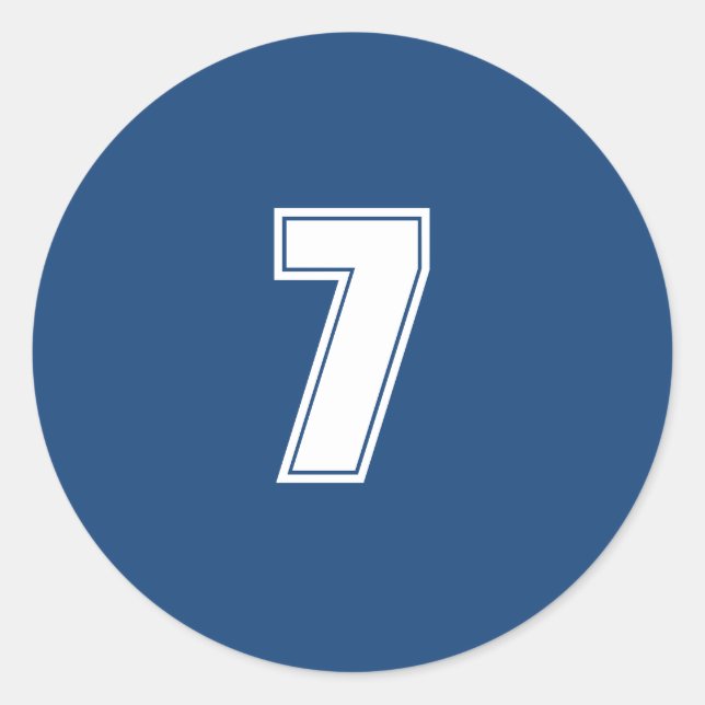 Number Seven planning supplies simple 7 navy white Classic Round Sticker (Front)