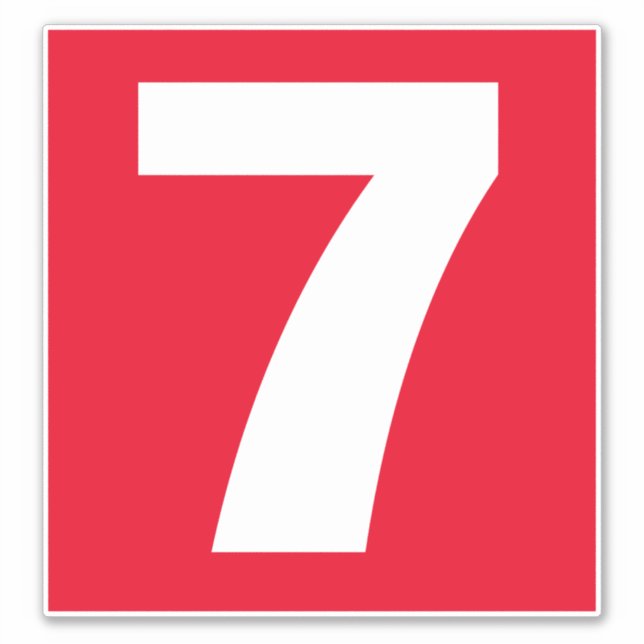 Number Seven Red and White Sticker (Front)