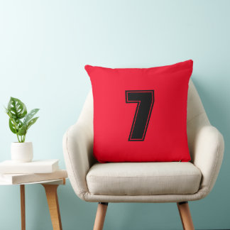 Number Seven Red Black Home Decor Grade A Cotton Throw Pillow