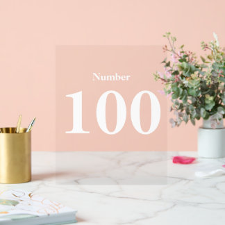 Number Simple Modern  White Typography text  Acrylic Sign