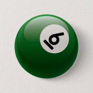 NUMBER SIX BILLIARDS BALL 2 INCH ROUND BUTTON