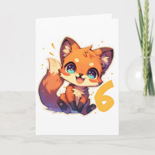 Number Six Cute Anime Fox Animal Holiday Card