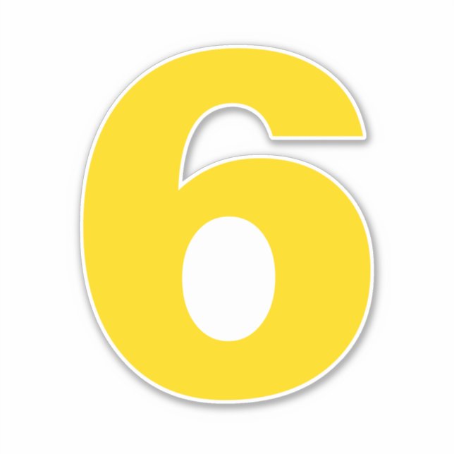 Number Six Gold and White Sticker (Front)