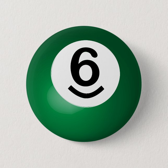 Number Six Green Pool Ball Button (Front)