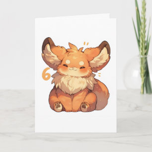 Number Six Kawaii Animal Anime Holiday Card