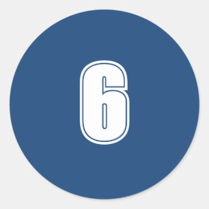 Number Six planning supplies simple 6 navy white Classic Round Sticker