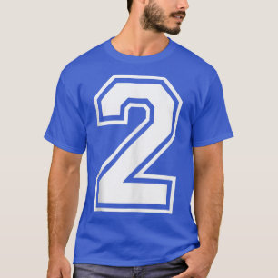 Number Sports 2 College Team 2nd Two Front and Ba T-Shirt