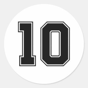 Number Ten 10 Sport Font Classic Round Sticker
