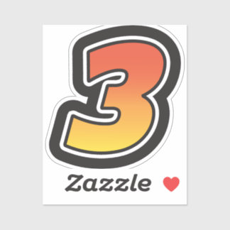 Number Three 3 Gradient Yellow Orange 3 Stroke