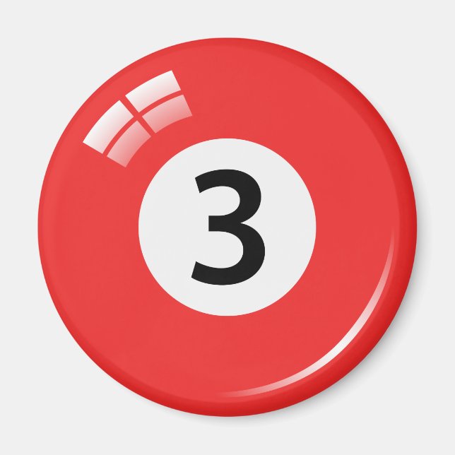 Number three billiard ball fridge magnet (Front)